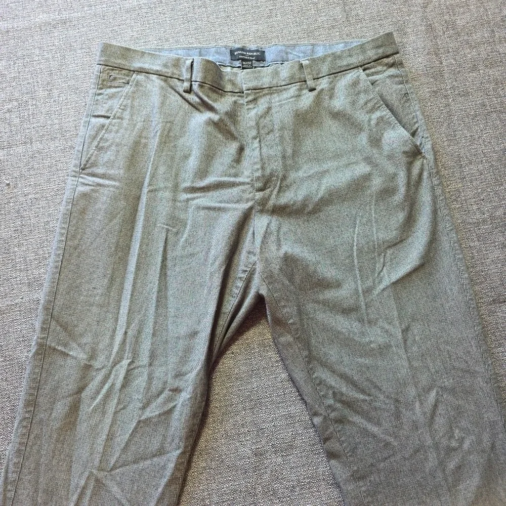 Banana Republic Men's Kentfield Pants Heather Grey Cotton Size 36 x 32